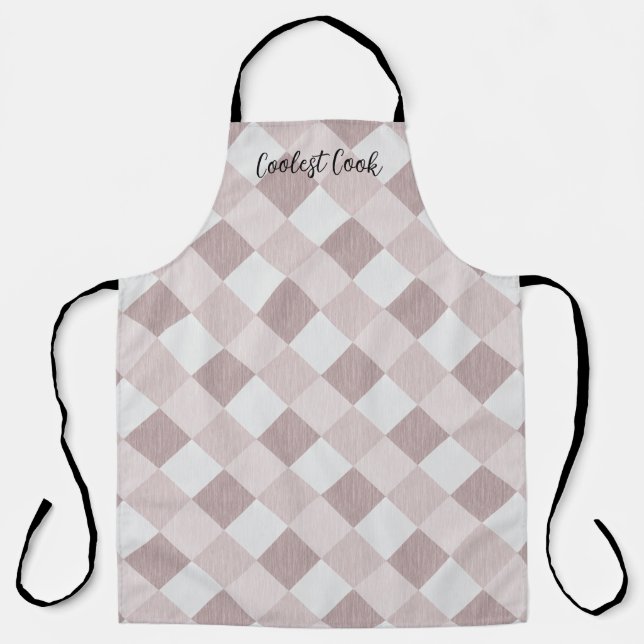 Beige and Gray Geometric Patchwork Pattern Oblique Apron (Front)
