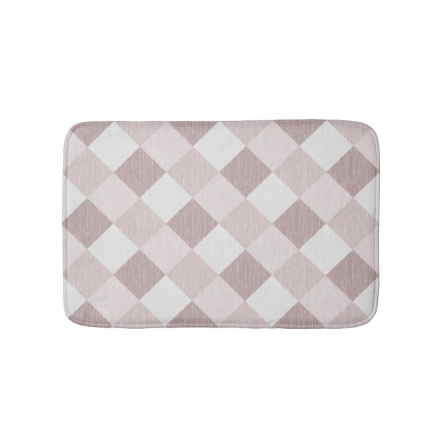 Beige and Gray Geometric Patchwork Pattern Oblique Bath Mat (Front)