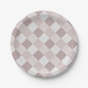 Beige and Gray Geometric Patchwork Pattern Oblique Paper Plates