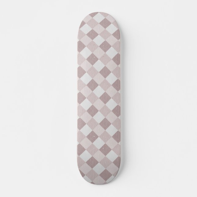 Beige and Gray Geometric Patchwork Pattern Oblique Skateboard (Front)