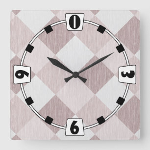 Beige and Gray Geometric Patchwork Pattern Oblique Square Wall Clock