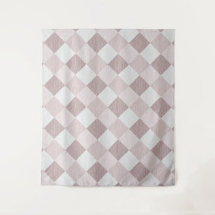 Beige and Gray Geometric Patchwork Pattern Oblique Tapestry