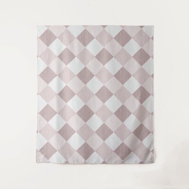 Beige and Gray Geometric Patchwork Pattern Oblique Tapestry (Front)