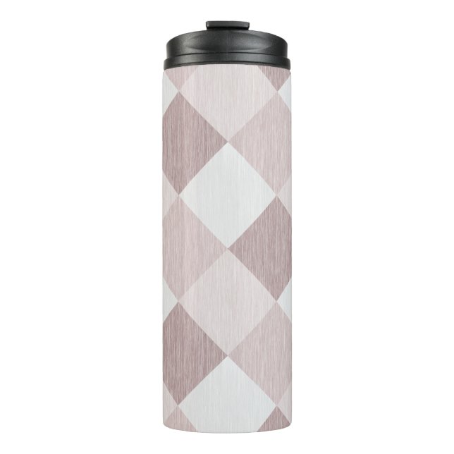 Beige and Gray Geometric Patchwork Pattern Oblique Thermal Tumbler (Front)