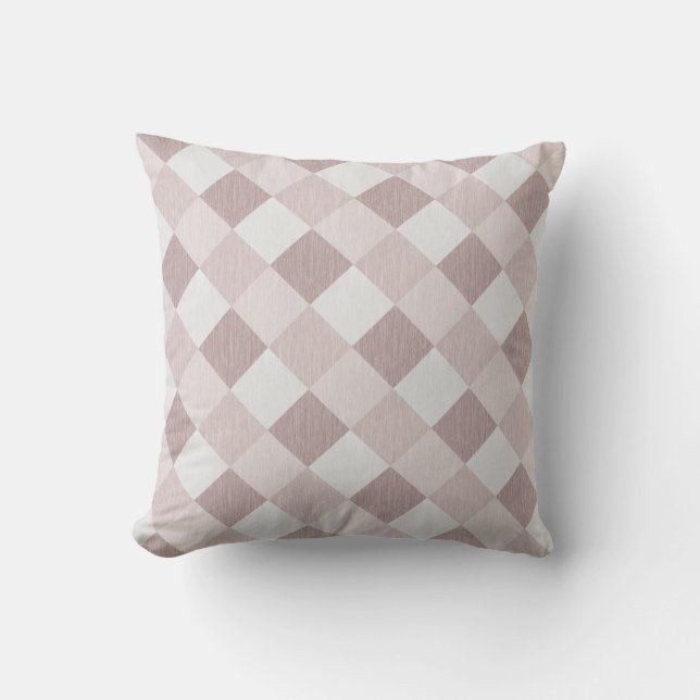 Beige and Gray Geometric Patchwork Pattern Oblique Throw Pillow (Front)