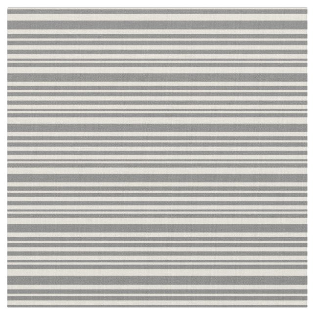 Beige and Gray Lined Pattern Fabric (Close Up)