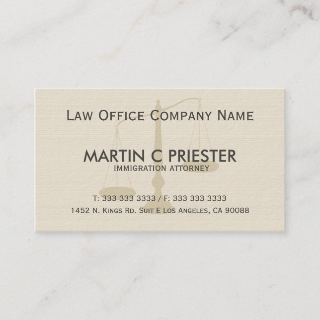 Beige And Gray Stripes Texture Attorney At Law Business Card (Front)