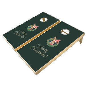 Beige and Green Christmas Cornhole Set