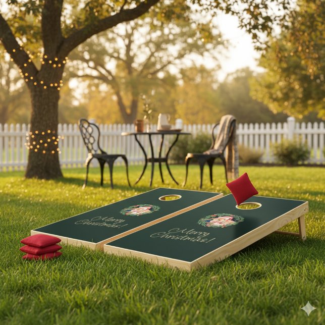 Beige and Green Christmas Cornhole Set (Creator Uploaded)