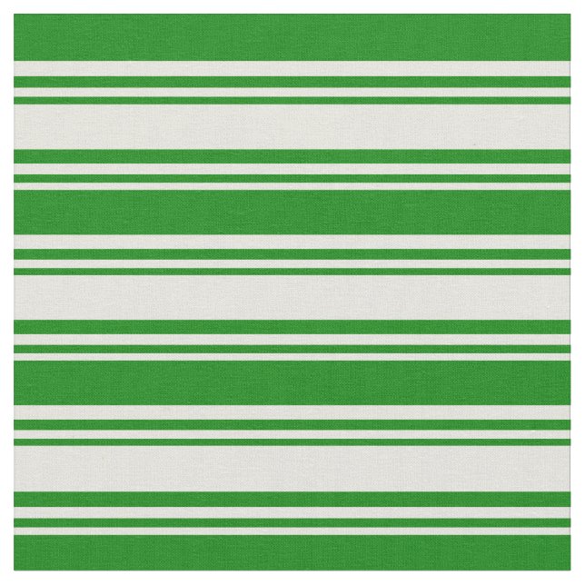 Beige and Green Colored Lined Pattern Fabric (Close Up)