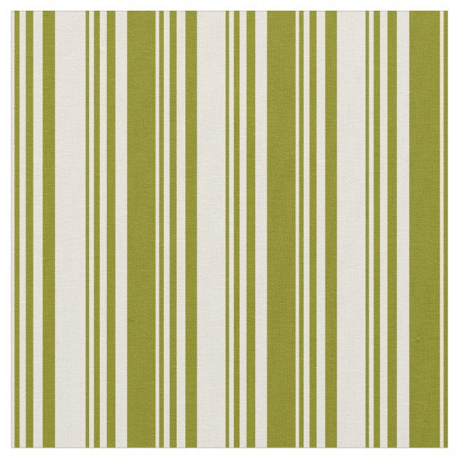 Beige and Green Colored Striped Pattern Fabric (Close Up)