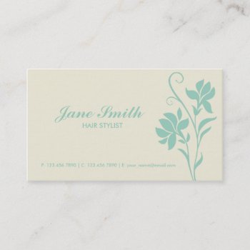 Beige And Green Elegant Modern Flower Floral Business Card by Lamborati at Zazzle
