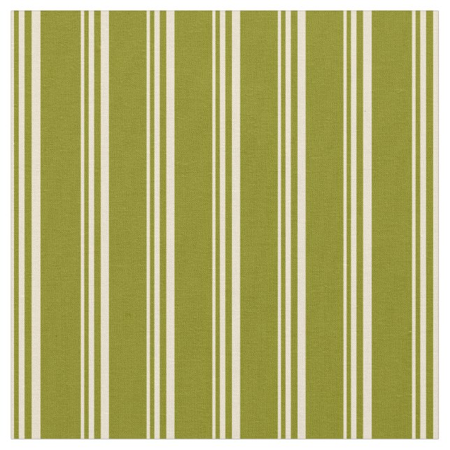 Beige and Green Lines Fabric (Close Up)