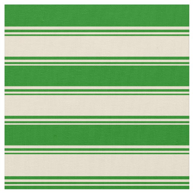 Beige and Green Lines/Stripes Pattern Fabric (Close Up)