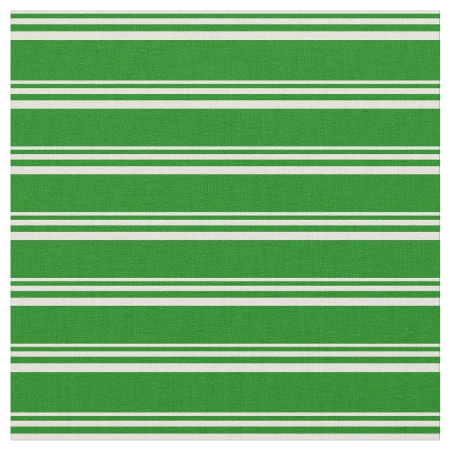 Beige and Green Striped Pattern Fabric (Close Up)