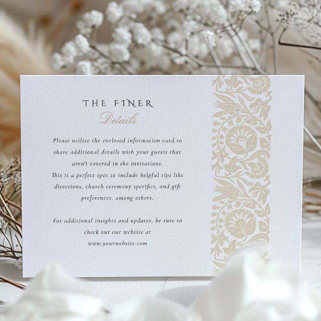 Beige and Ivory Floral Wedding Information Enclosure Card (Creator Uploaded)