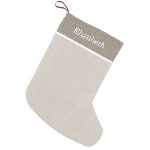 Beige and Ivory Rustic Holiday Monogram Small Christmas Stocking