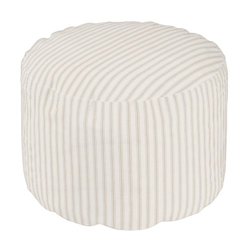 Beige and Ivory Ticking Stripes  Farmhouse Decor Pouf