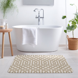 Beige and Ivory Trellis Modern Farmhouse Bath Mat