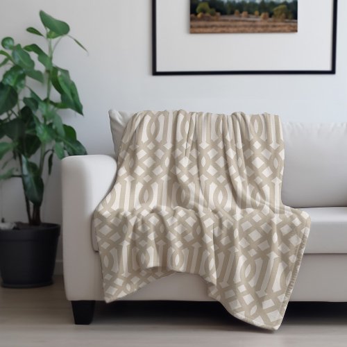 Beige and Ivory Trellis  Modern Farmhouse Fleece Blanket