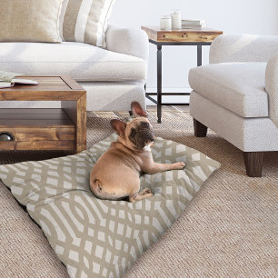 Beige and Ivory Trellis Modern Farmhouse Pet Bed