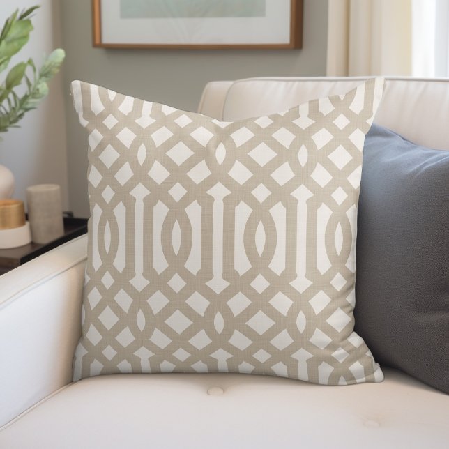 Beige and Ivory Trellis | Modern Farmhouse Throw Pillow (Creator Uploaded)