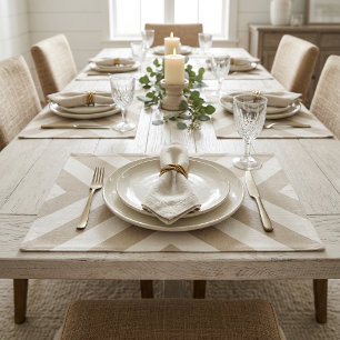 Beige and Ivory X Pattern Woven Cotton Cloth Placemat