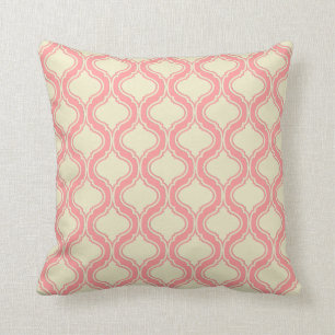 Beige And Light Pink Geometric Pattern Throw Pillow