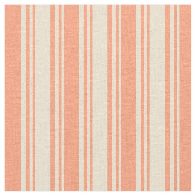 Beige and Light Salmon Stripes Fabric (Close Up)