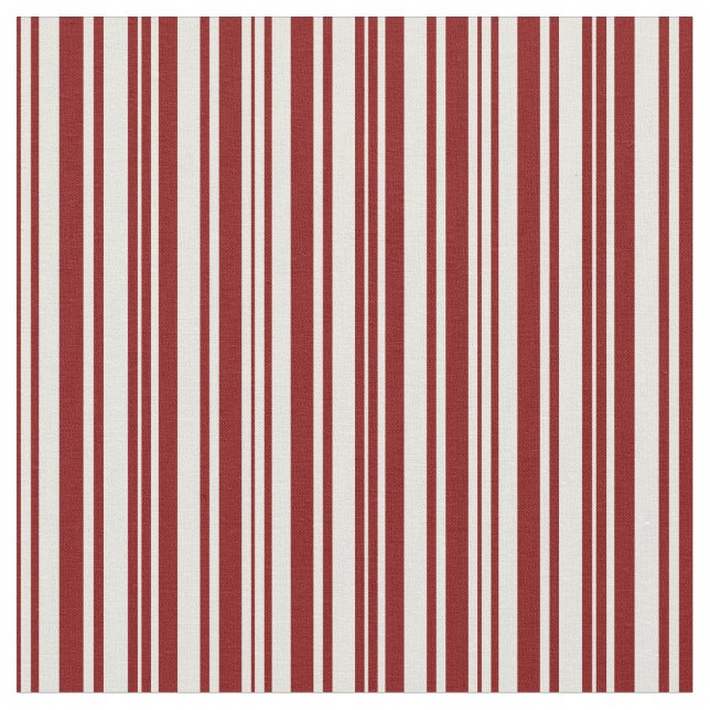 Beige and Maroon Colored Lined Pattern Fabric (Close Up)
