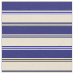 [ Thumbnail: Beige and Midnight Blue Colored Pattern Fabric ]