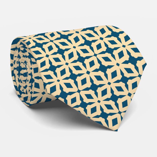 Beige and Midnight Blue Neck Tie (Rolled)