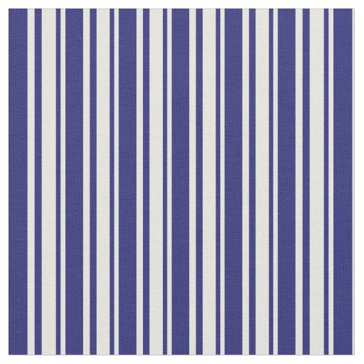 Beige and Midnight Blue Stripes Pattern Fabric