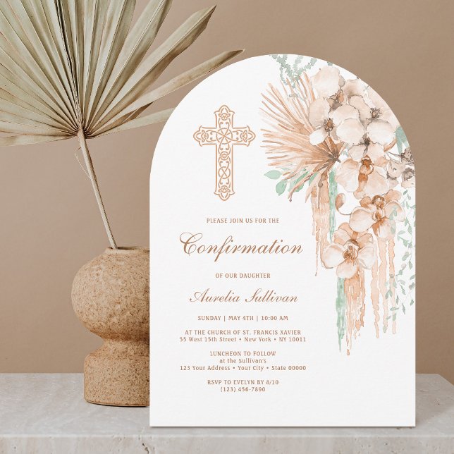 Beige and Mint Bouquet Arch Confirmation Invitation (Creator Uploaded)
