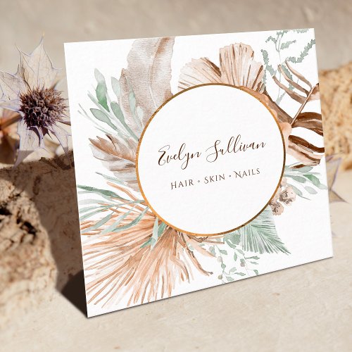 Beige and mint bouquet business card