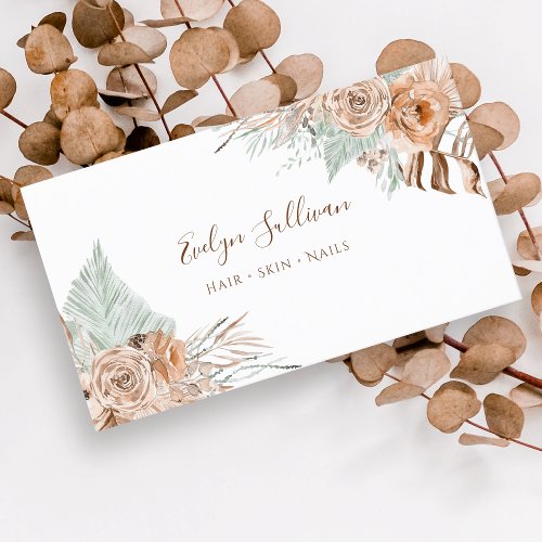 beige and mint tropical business card