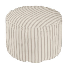 Beige and Mocha Classic Ticking Stripes Pouf