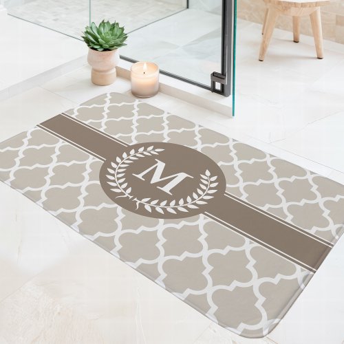 Beige And Mocha Moroccan Monogram Bath Mat