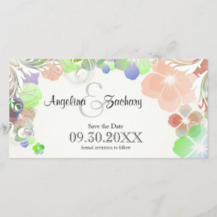 Beige And Multicolor Pansies Save-The-Date Save The Date