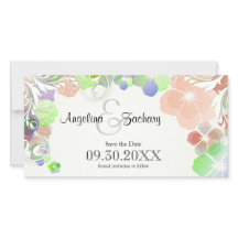 Beige And Multicolor Pansies Save-The-Date