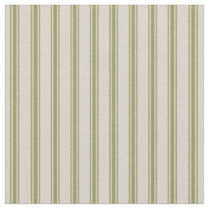 Beige and Olive Green Classic Ticking Stripes Fabric