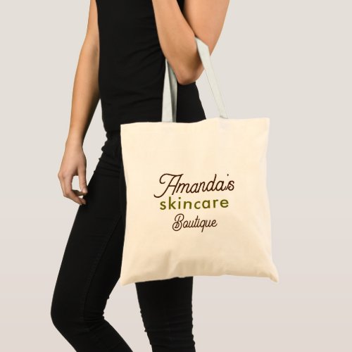 Beige and Olive Green Typography Design Tote Bag