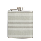 Beige and Olive Striped Faux Linen Flask (Front)