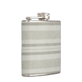 Beige and Olive Striped Faux Linen Flask (Right)