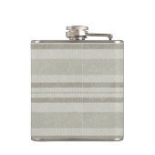 Beige and Olive Striped Faux Linen Flask (Back)