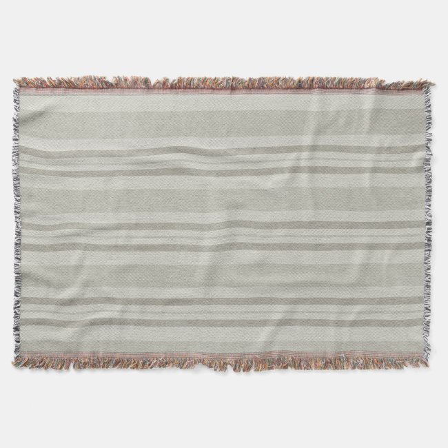 Beige and Olive Striped Faux Linen Throw Blanket