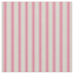 Beige and Pink Classic Ticking Stripes Fabric