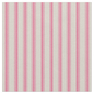 Beige and Pink Classic Ticking Stripes Fabric