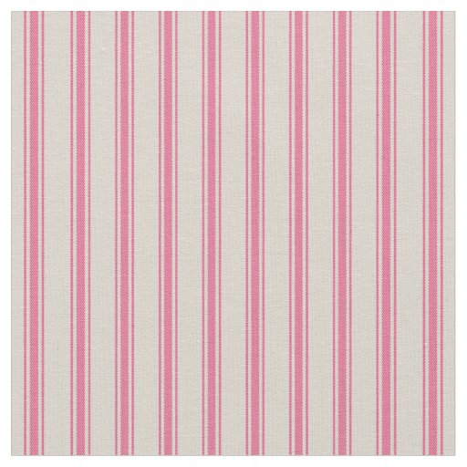 Beige and Pink Classic Ticking Stripes Fabric