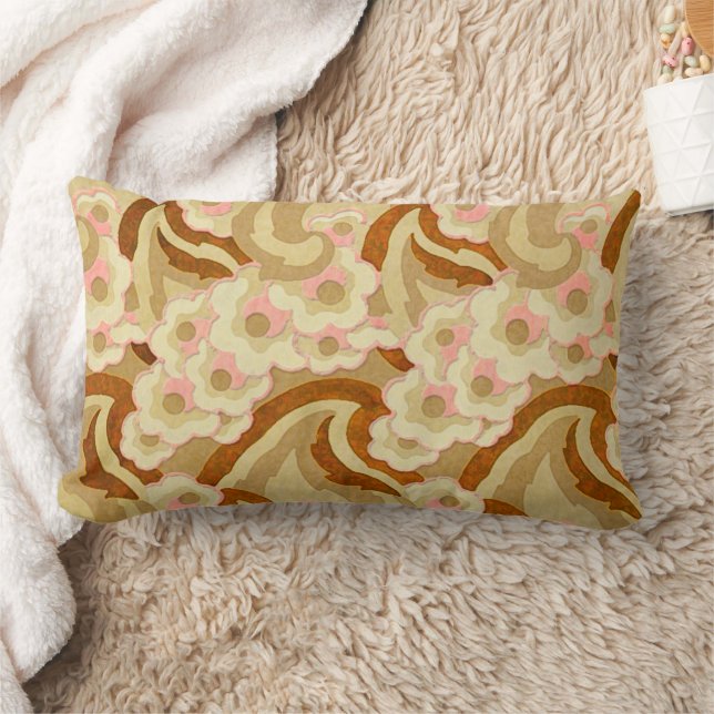 Beige and Pink Dogwood  Lumbar Pillow (Blanket)